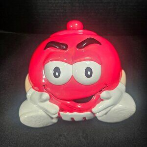 Vintage M & M's  Red Ceramic Candy Jar And Lid by Gallerie China